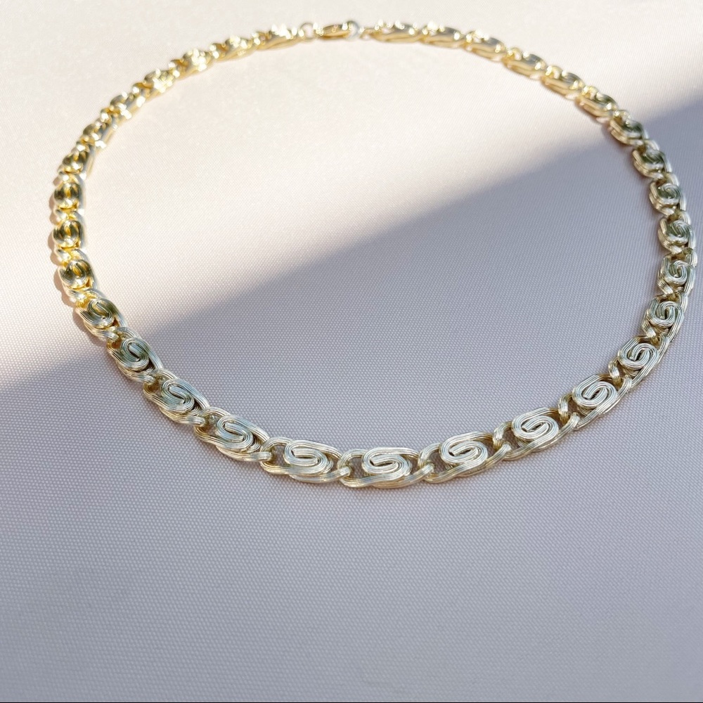 Pretty Bird 14k Vermeil Swirl Link Gold 925 Heavy Necklace - Picture 11 of 12
